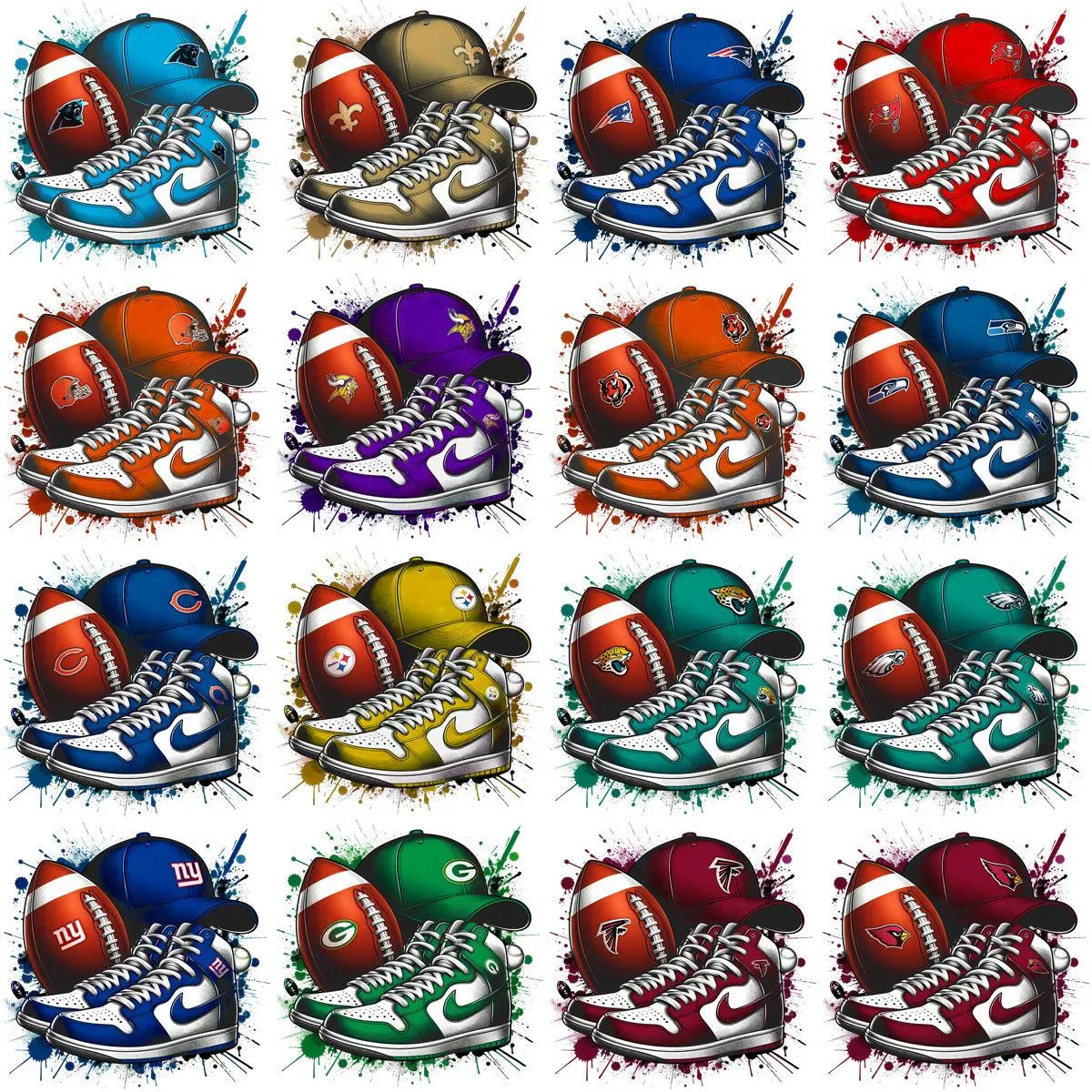 32 Swoosh Shoes Football Teams Designs Bundle PNG