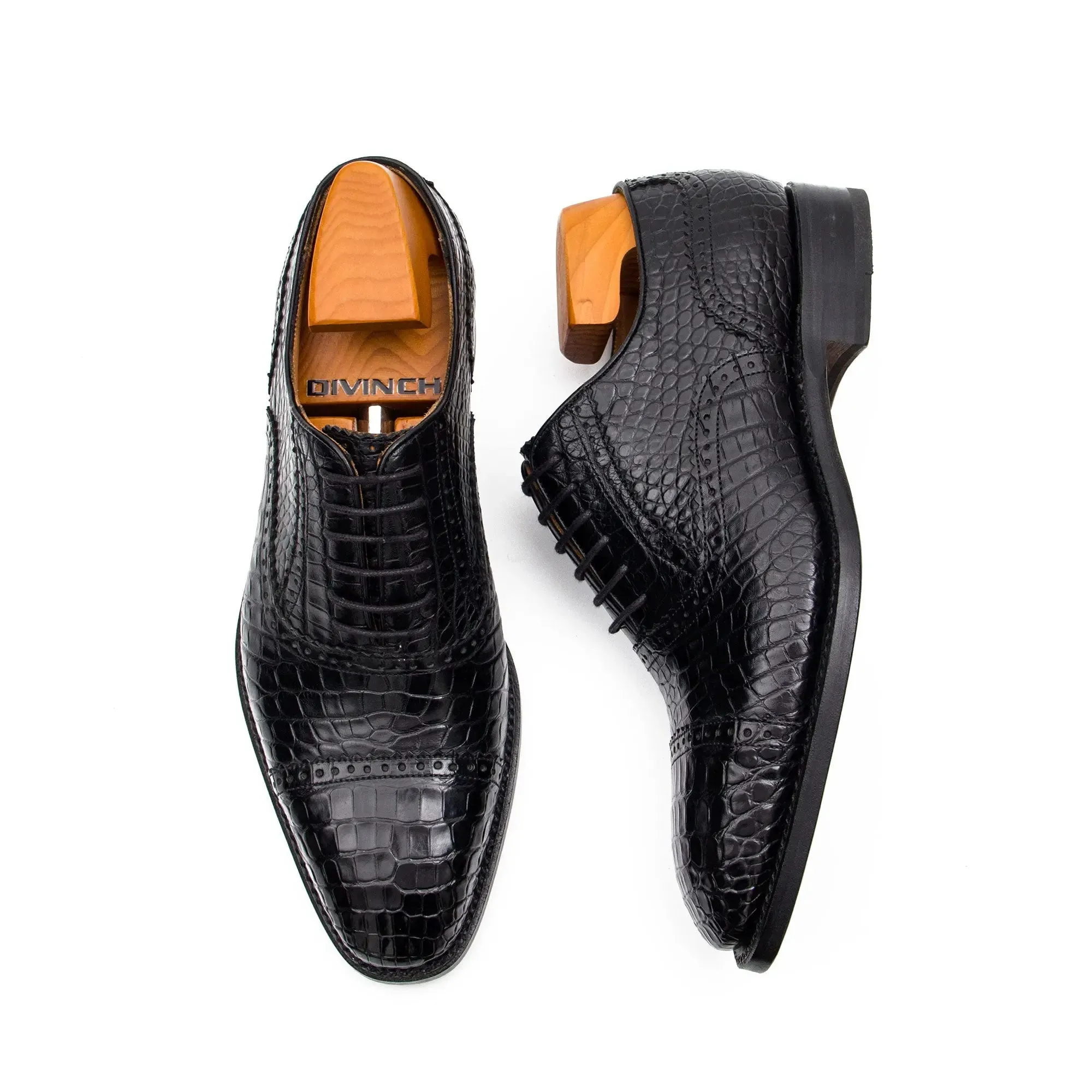 Alligator Skin Oxford Shoes Black