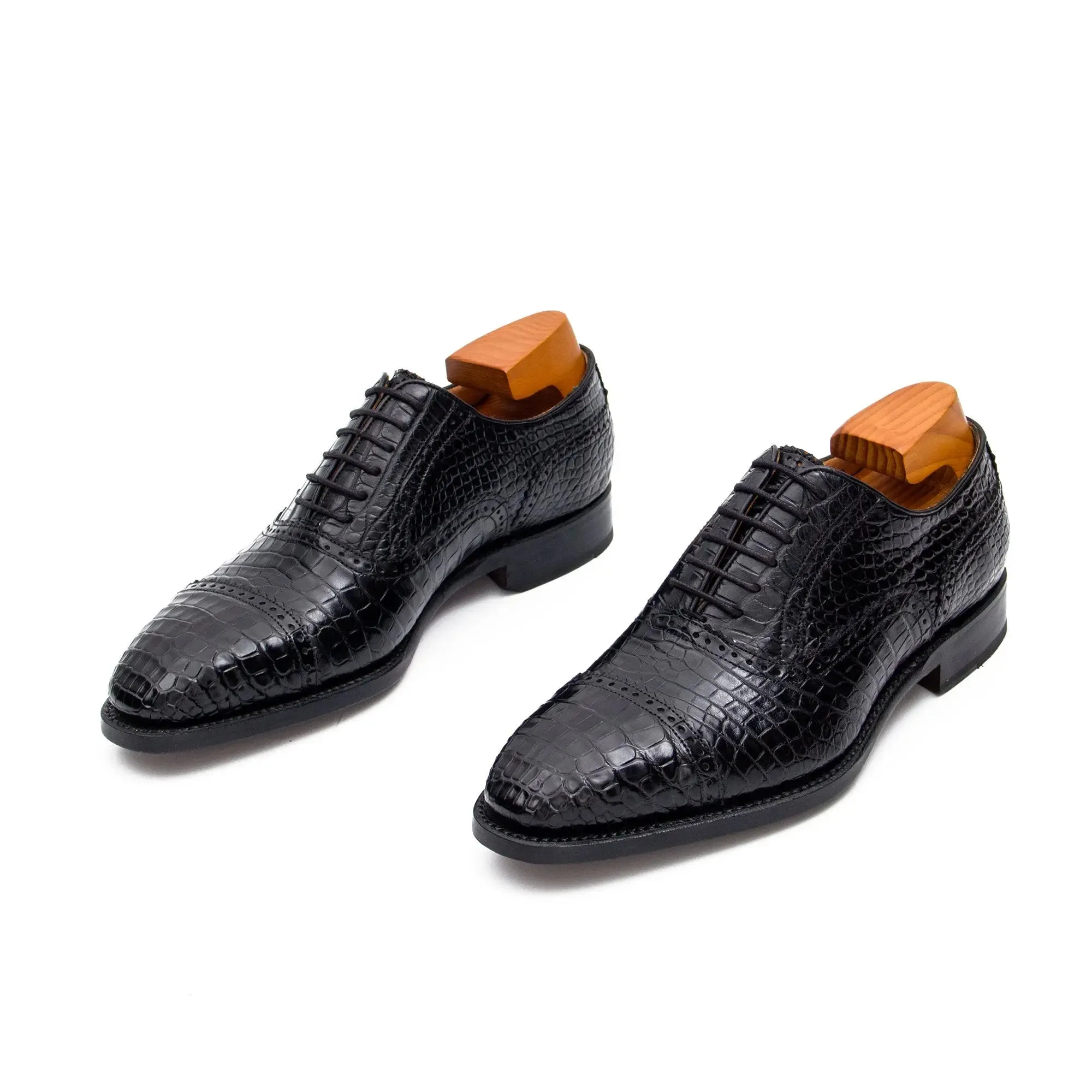 Alligator Skin Oxford Shoes Black