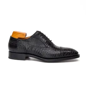 Alligator Skin Oxford Shoes Black