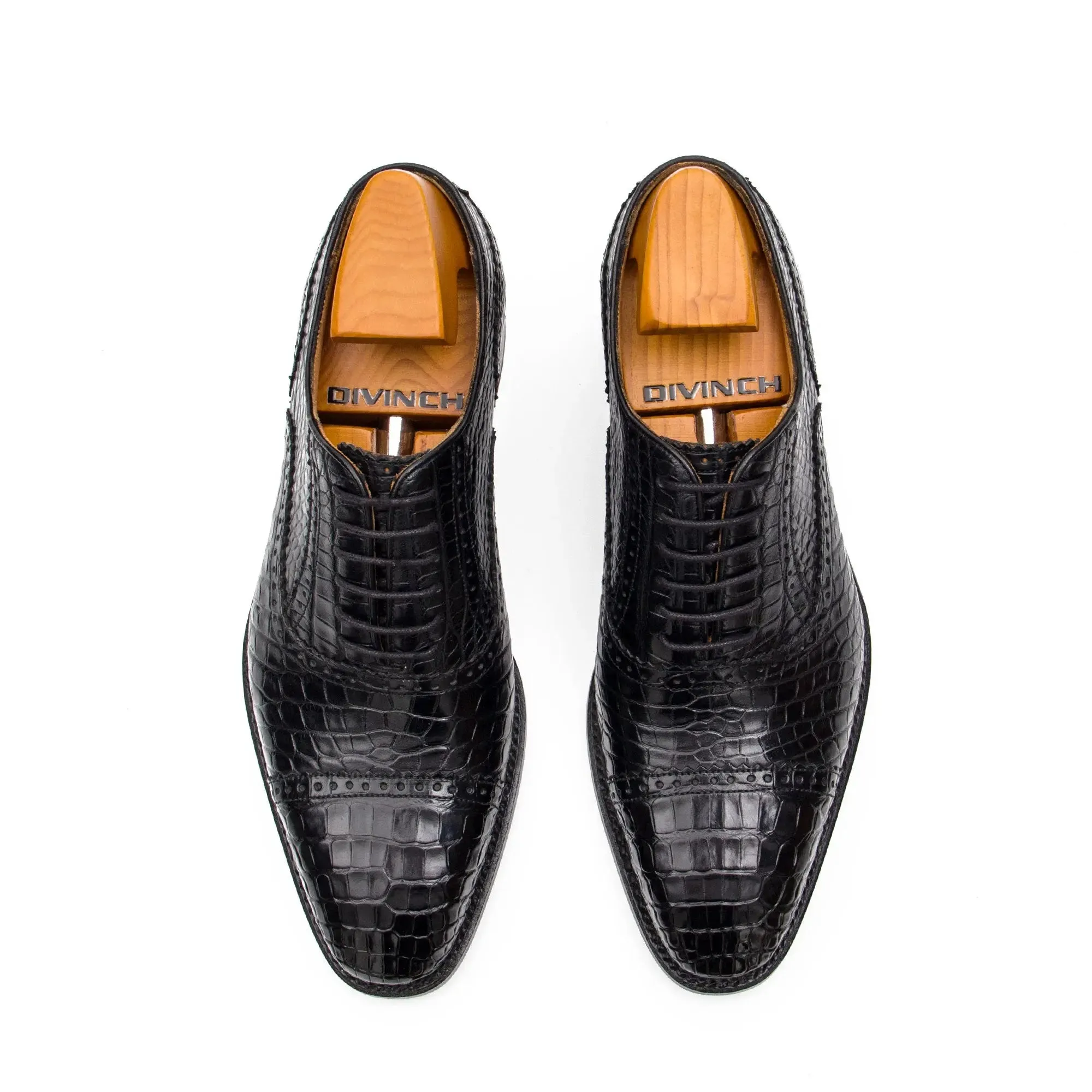 Alligator Skin Oxford Shoes Black