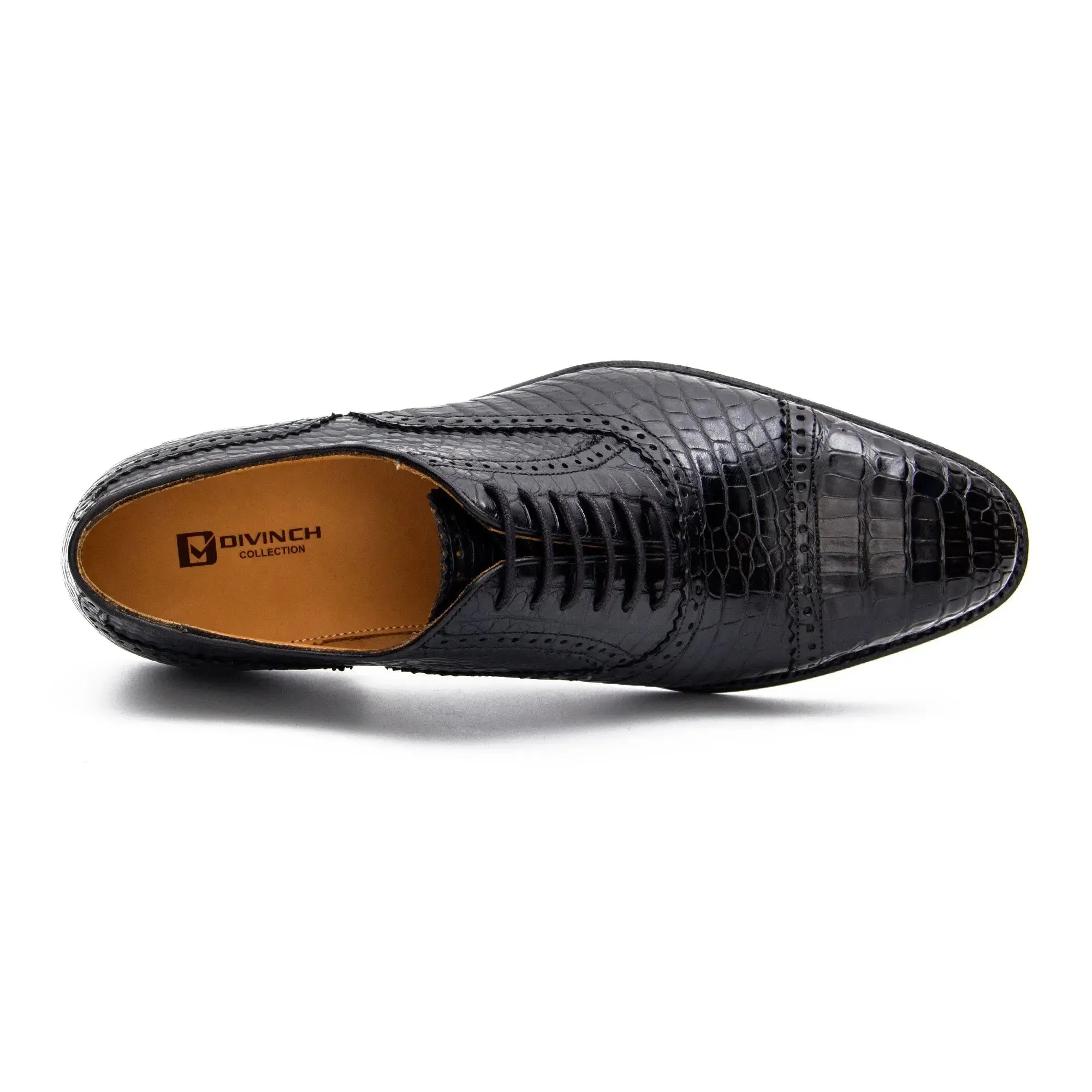 Alligator Skin Oxford Shoes Black