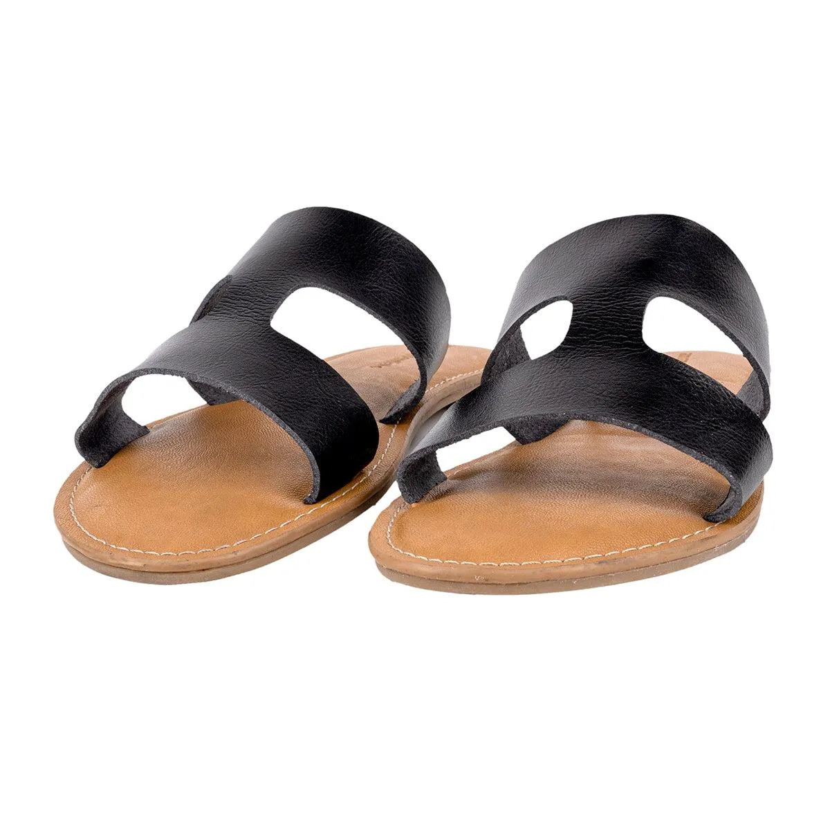 Amazon Essentials Flat Sandals Leather Black Colour For Women