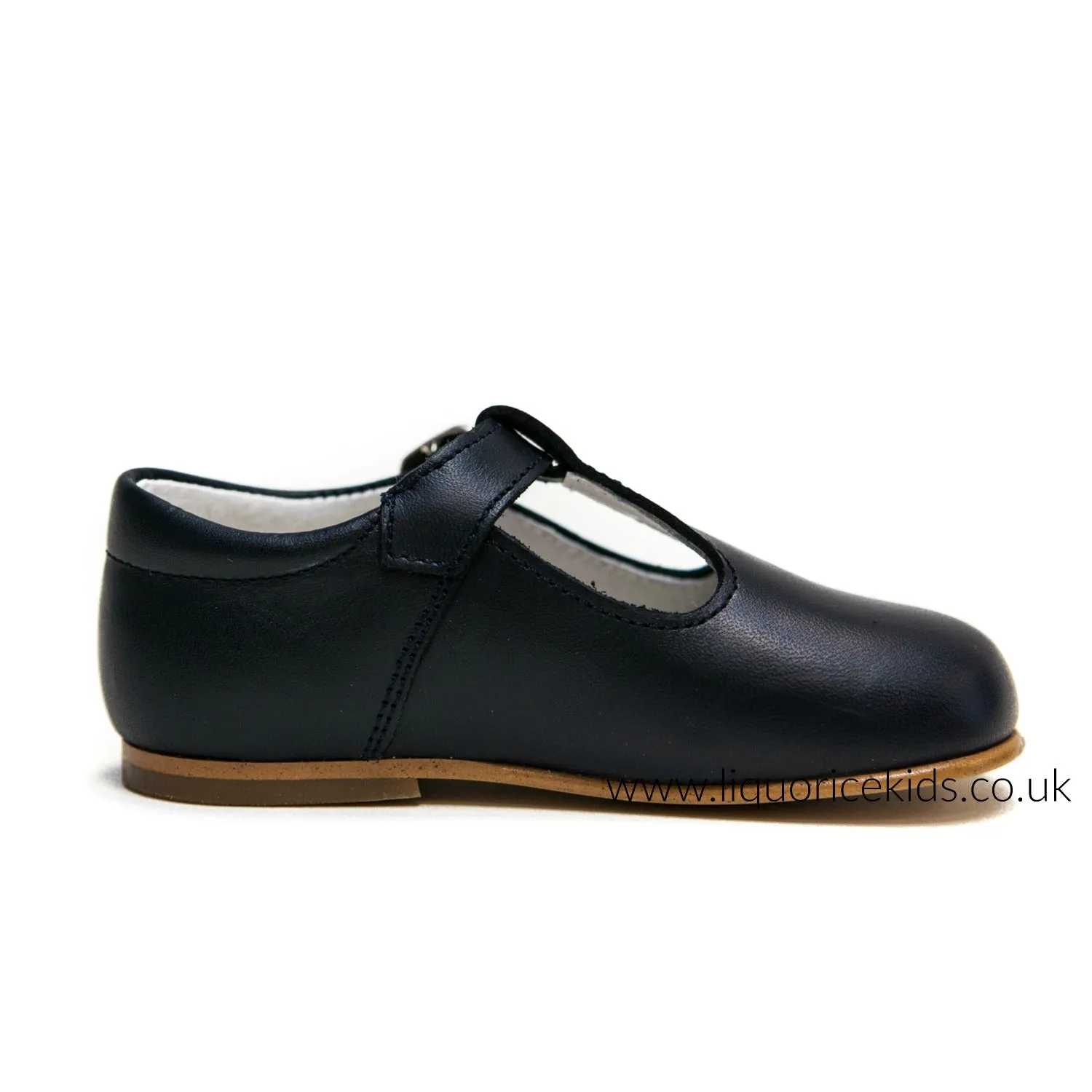 Andanines Boys Leather Navy T-Bar Shoe