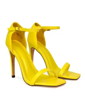 Bambi Square Toe Party Stiletto High Heel Strappy Sandals in Yellow