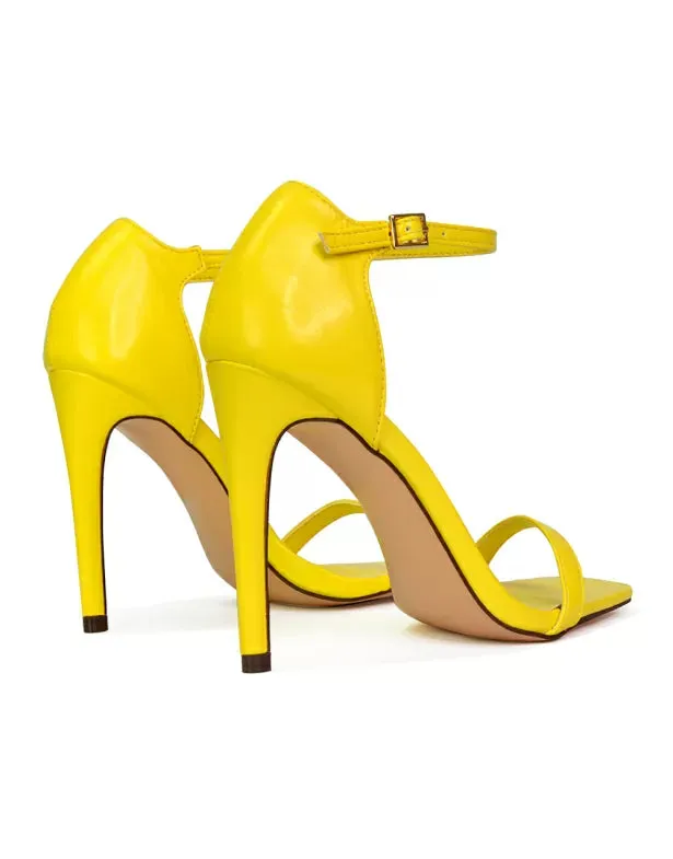 Bambi Square Toe Party Stiletto High Heel Strappy Sandals in Yellow