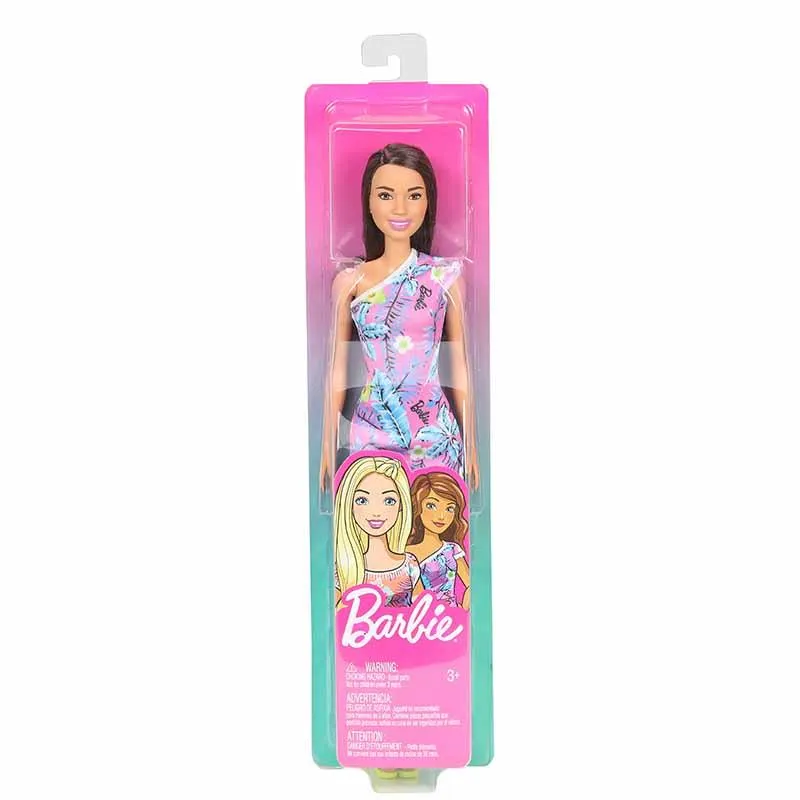 Barbie Flower Dresses - Pink Dress and Black hair Doll