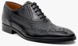 Barker Bampton Oxford Brogue Shoe -  Black Hi-Shine / Black Grain