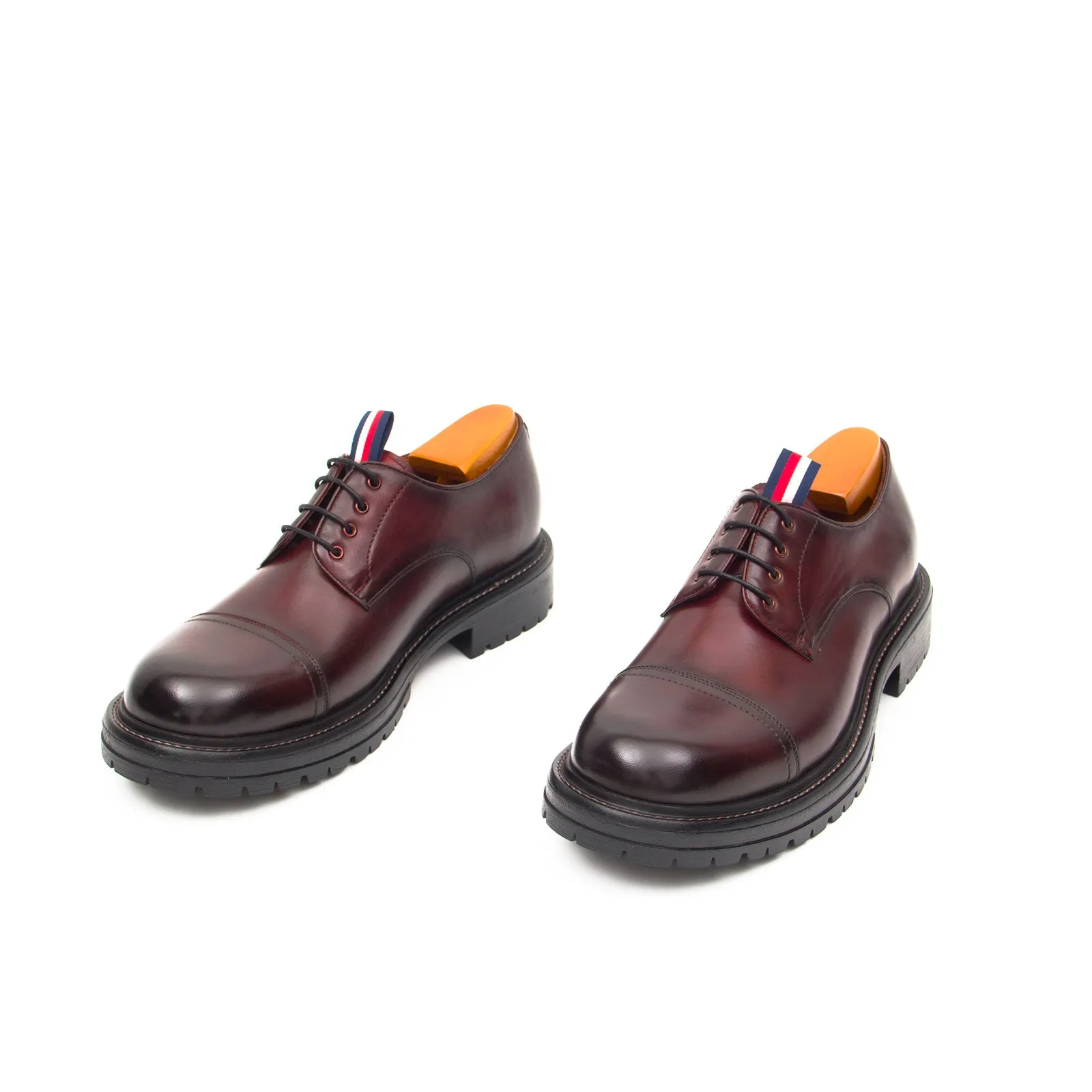 Big Cap Toe Derby shoes Wine red