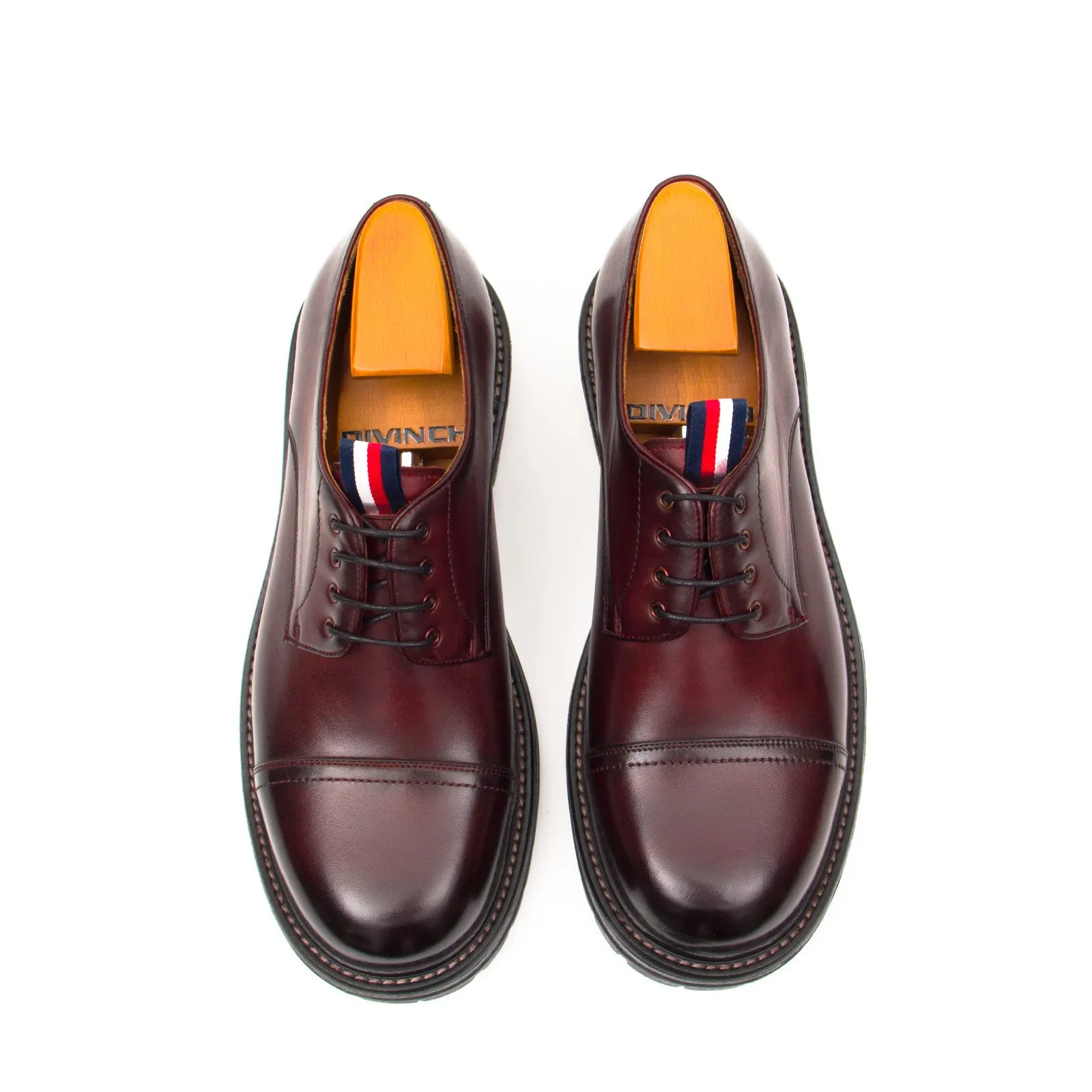 Big Cap Toe Derby shoes Wine red