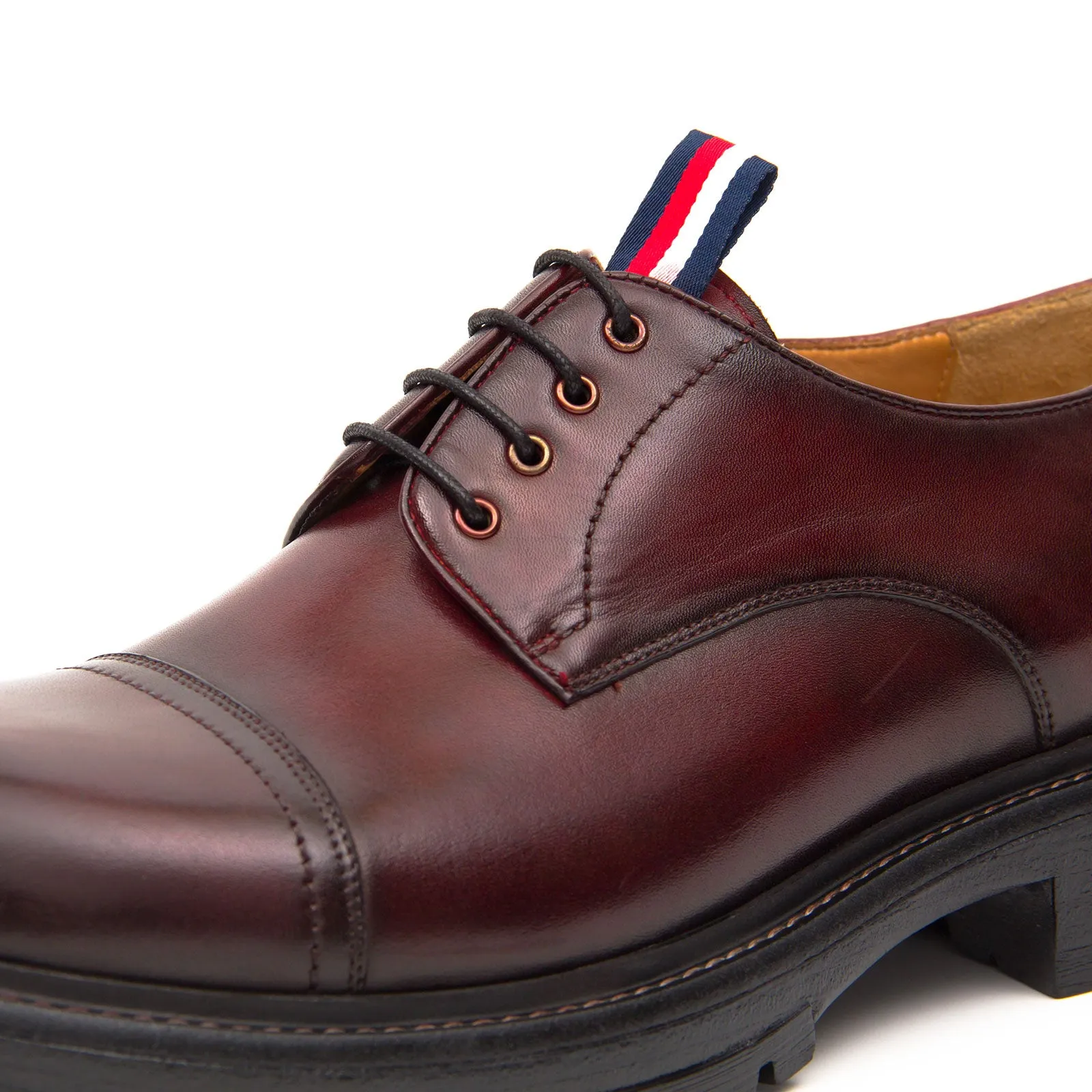 Big Cap Toe Derby shoes Wine red