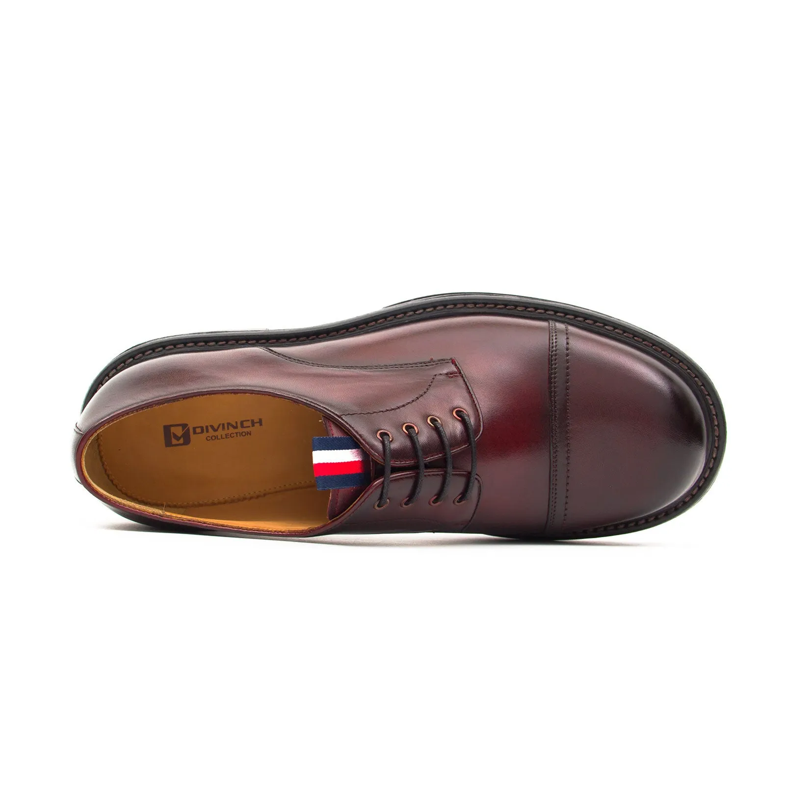 Big Cap Toe Derby shoes Wine red