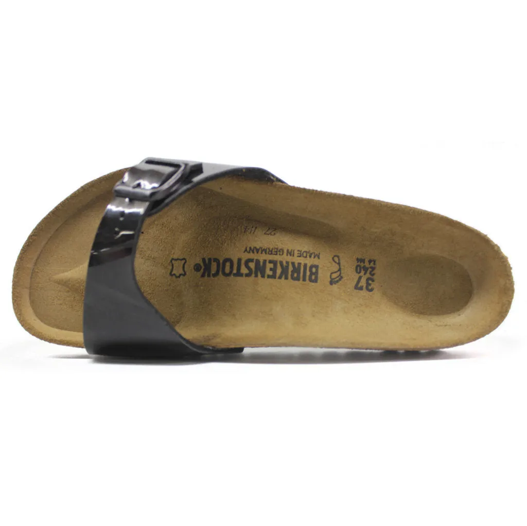 Birkenstock Madrid Patent Black Synthetic Womens Sandals Slides - UK 5