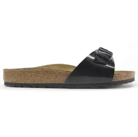 Birkenstock Madrid Patent Black Synthetic Womens Sandals Slides - UK 5