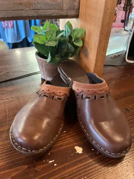 Brown Leather Clogs - Size 9