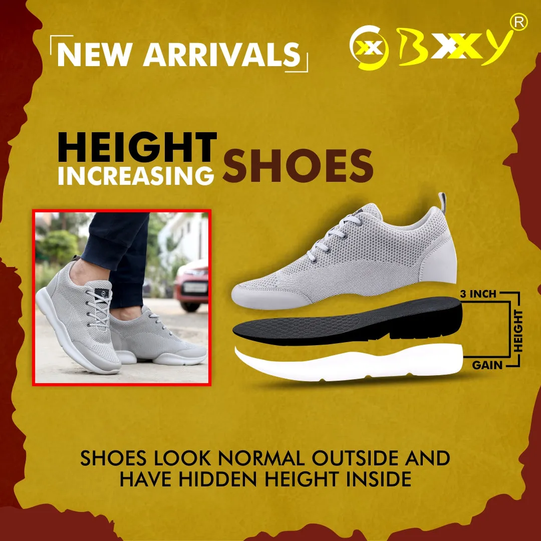 Bxxy New Latest Men's 3 Inch Hidden Height Increasing Stylish Casual Sports Lace-Up Shoes