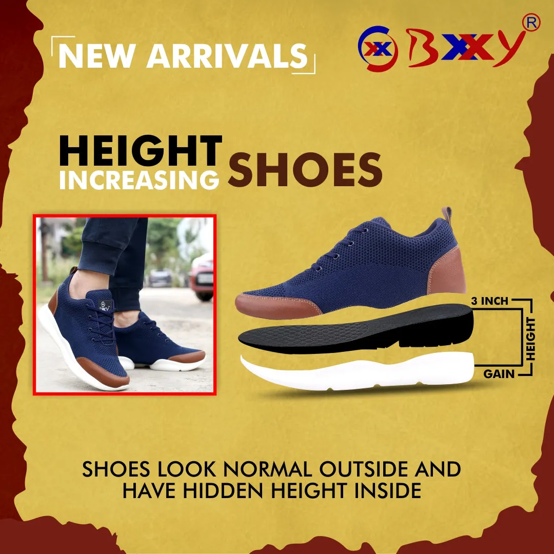 Bxxy New Latest Men's 3 Inch Hidden Height Increasing Stylish Casual Sports Lace-Up Shoes