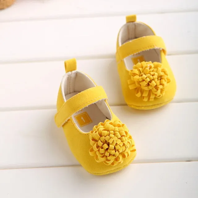 Candy Colors Newborn Baby Prewalker Soft Bottom Anti-slip Shoes Footwear Classic Princess Girl Crib Mary Jane Big Flower Shoes