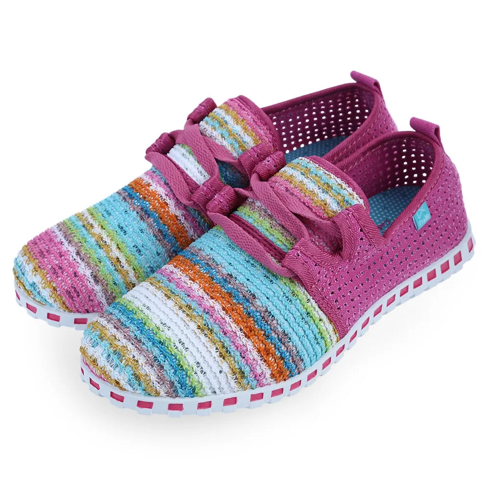 Casual Colorful Hollow Out Lace Up Flat Shoes for Ladies