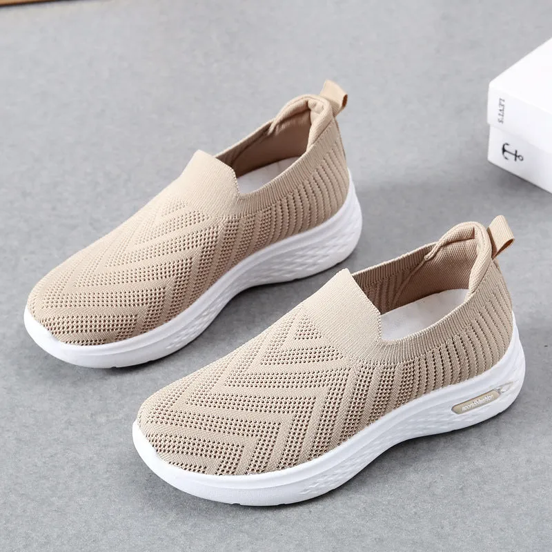 Casual Mesh Shoes Sock Slip On Flat Shoes For Women Sneakers Casual Soft Sole Walking Sports Shoe