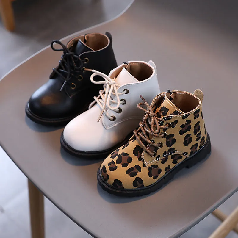 Children Leopard Leather Shoes  Autumn Winter New Kids Boy Girls Shoes