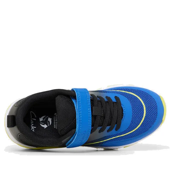 Clarks North Boys Trainer Black Blue UK Child 10 - UK youth 6