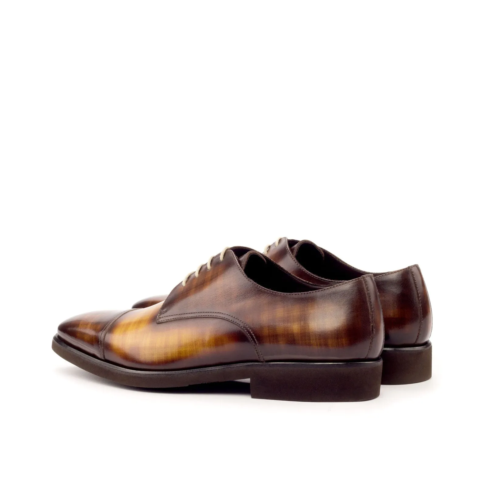 DapperFam Vero in Brown / Cognac Men's Hand-Painted Patina Derby