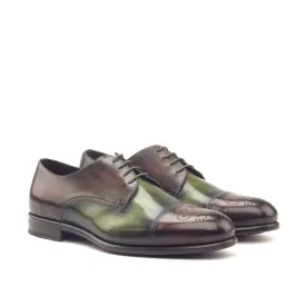 DapperFam Vero in Brown / Khaki Men's Hand-Painted Patina Derby