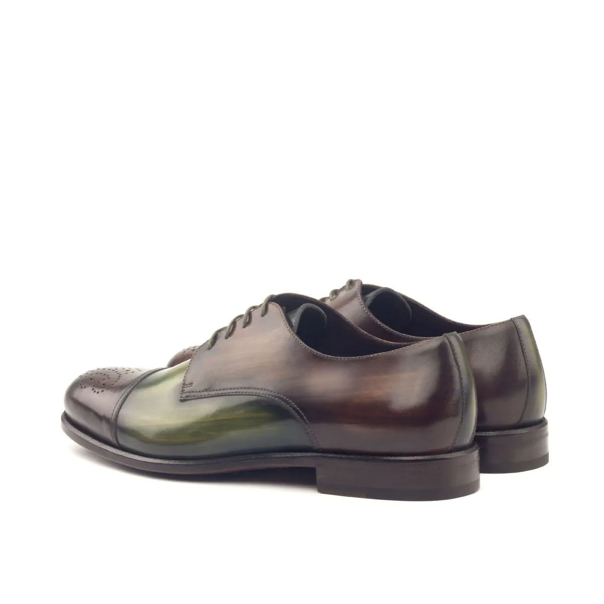 DapperFam Vero in Brown / Khaki Men's Hand-Painted Patina Derby