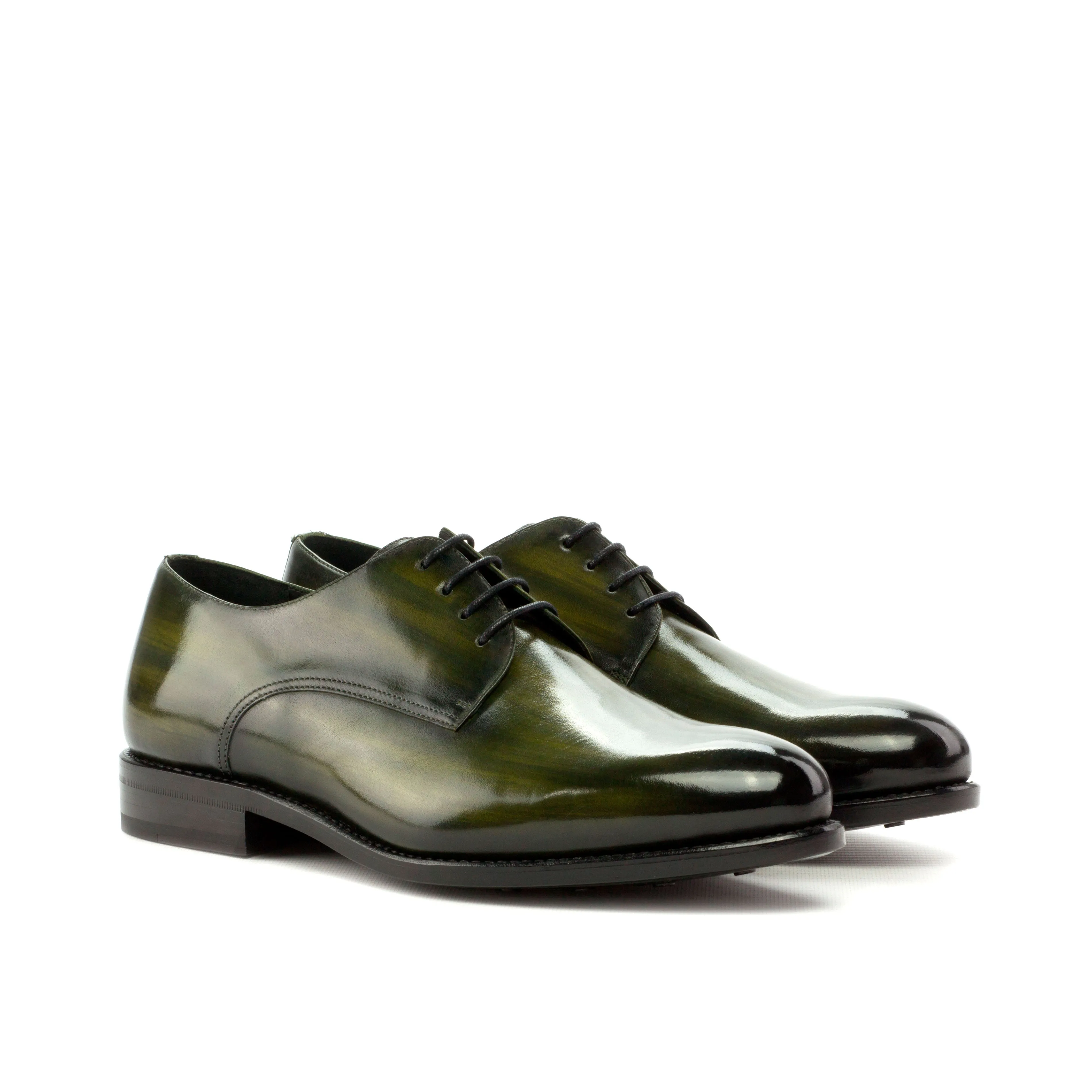 DapperFam Vero in Khaki Men's Hand-Painted Patina Derby