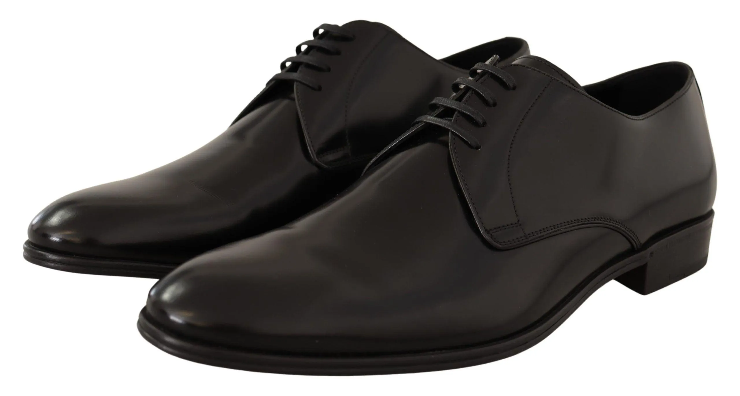 Dolce & Gabbana Black Leather Lace Up Men Dress Derby Shoes