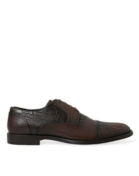 Dolce & Gabbana Brown Exotic Leather Lace Up Oxford Dress Shoes