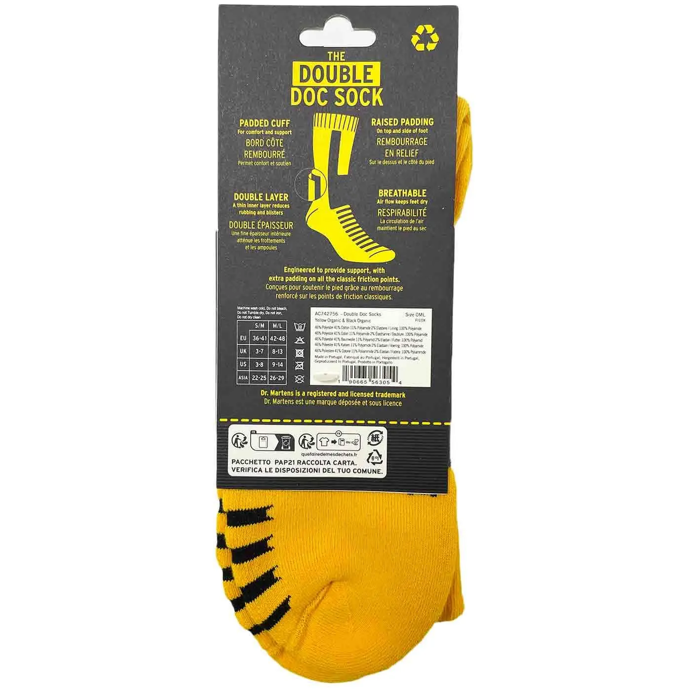 Dr Martens Double Doc Socks Yellow Cotton Blend