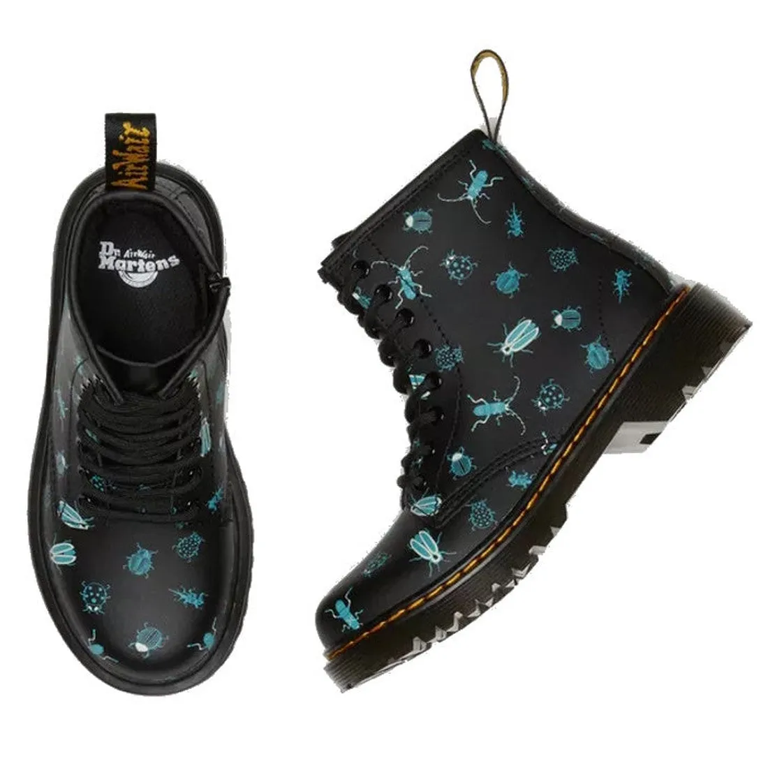 Dr Martens kids - 1460 J Black Woodland Bugs Glow In The Dark