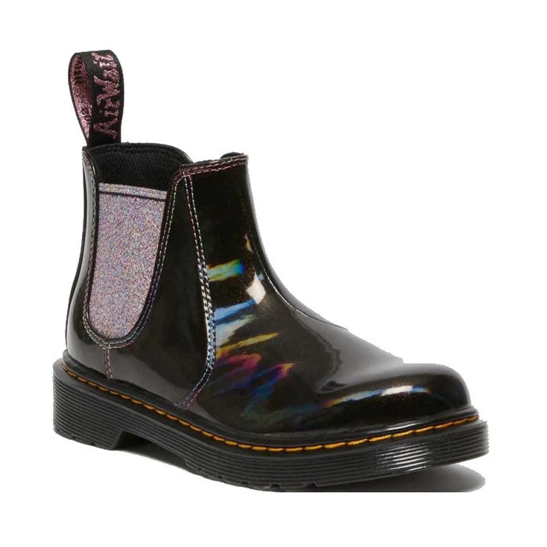 Dr Martens Kids Juniors 2976 J Chelsea Boot Black Lightshow Sparkle Rays