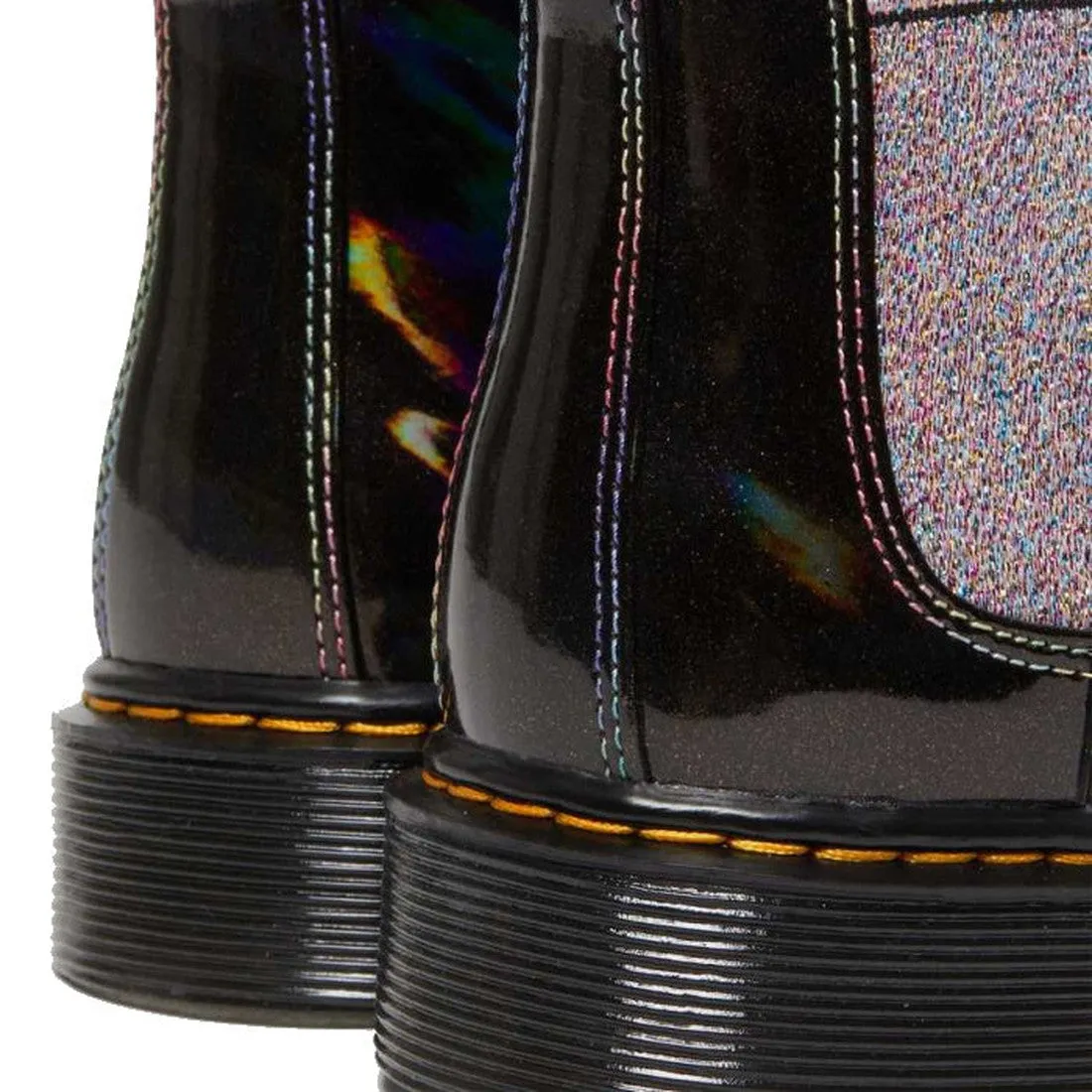 Dr Martens Kids Juniors 2976 J Chelsea Boot Black Lightshow Sparkle Rays