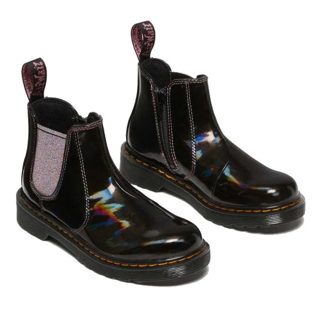 Dr Martens Kids Juniors 2976 J Chelsea Boot Black Lightshow Sparkle Rays