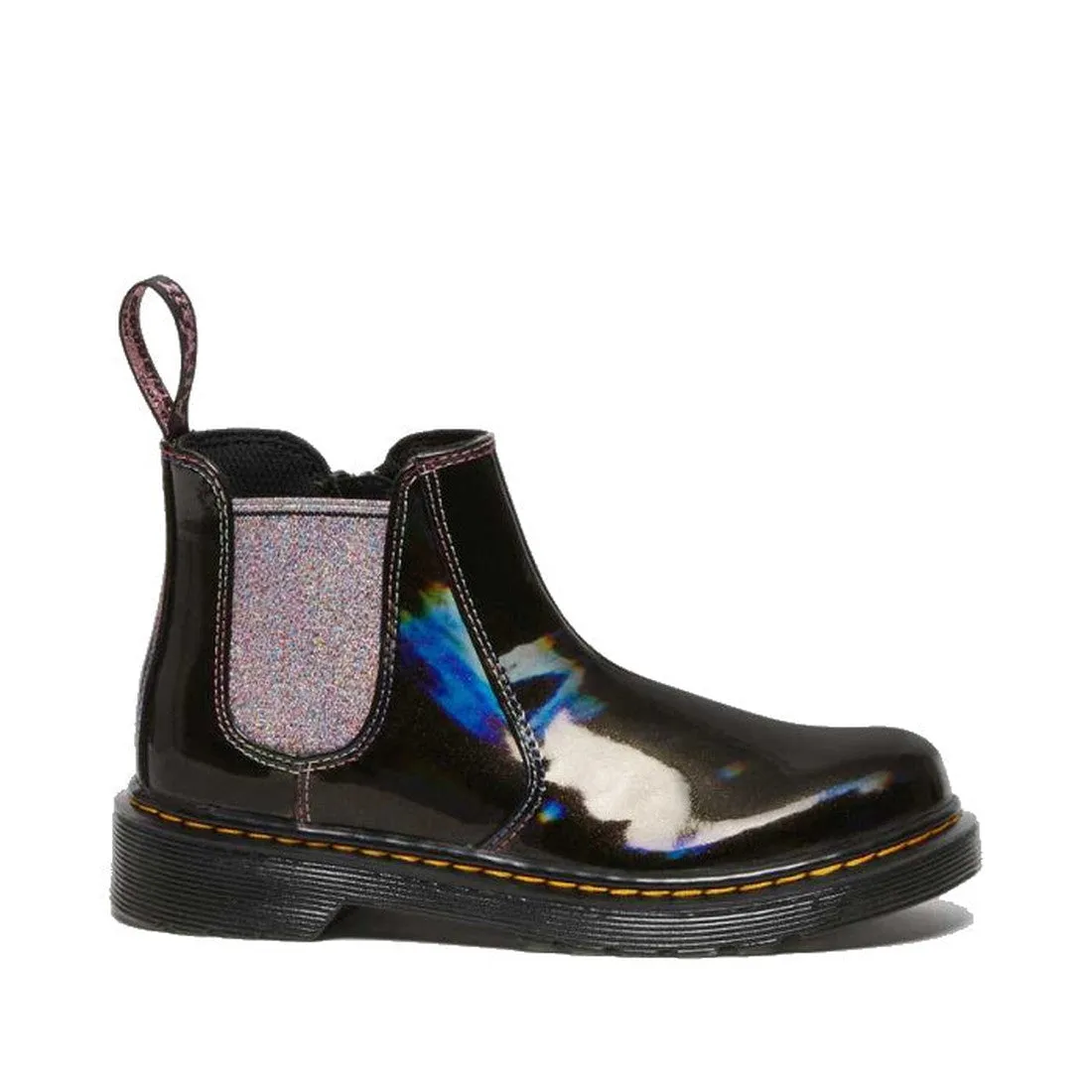 Dr Martens Kids Juniors 2976 J Chelsea Boot Black Lightshow Sparkle Rays