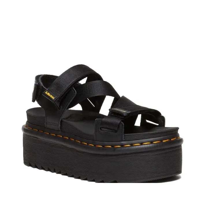 Dr Martens Kimber II Black Athena Webbing Quad Platform Sandal