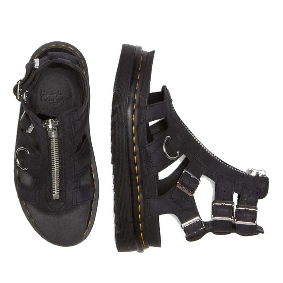 Dr Martens Olson Charcoal Grey Tumbled Nubuck Gladiator Sandal