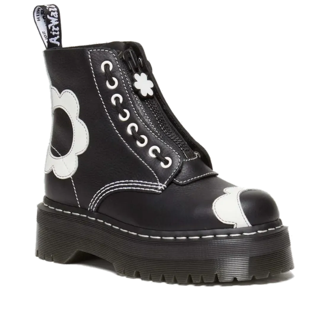 Dr Martens Sinclair Jungle Boot Optical Black & White Flower Black Pisa Leather