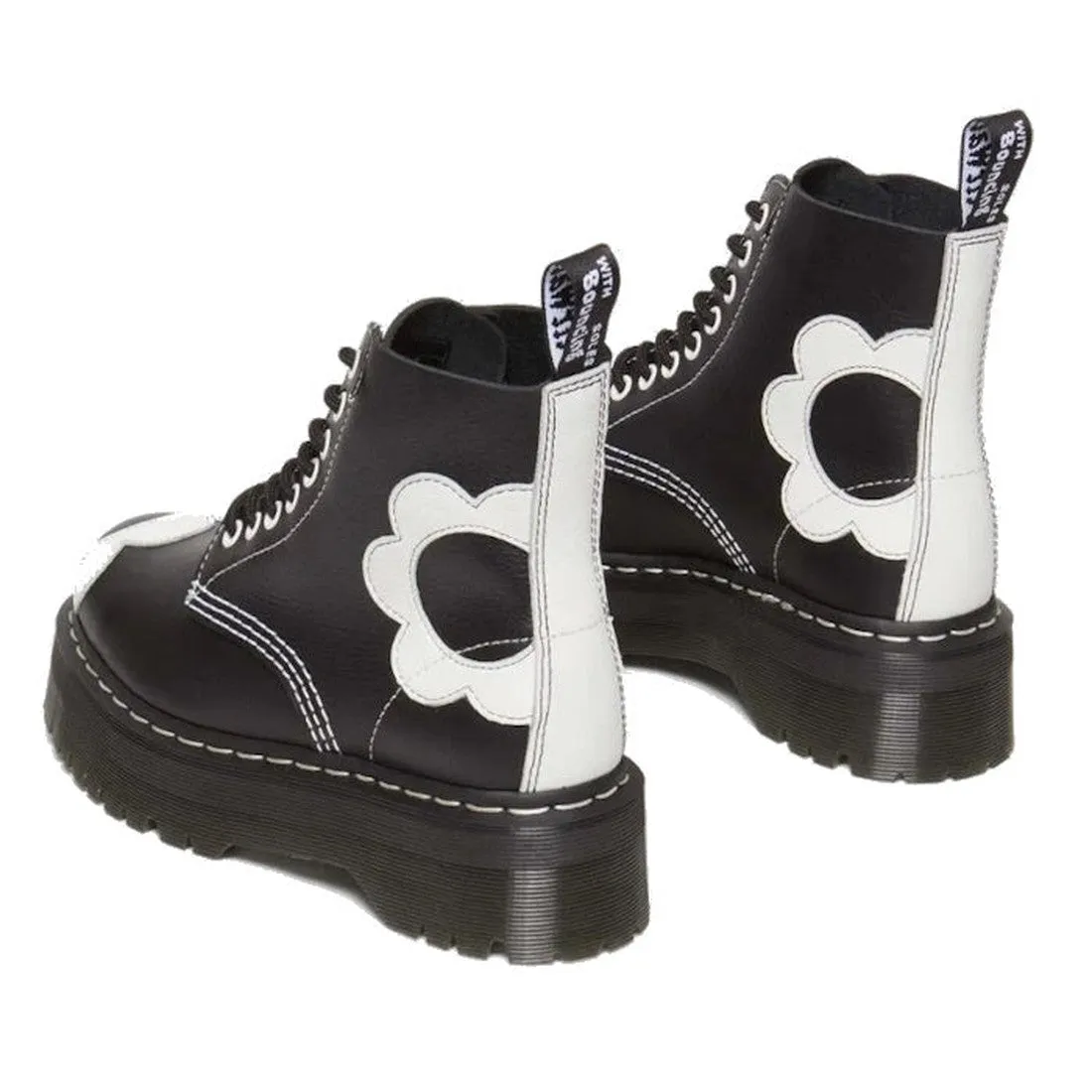 Dr Martens Sinclair Jungle Boot Optical Black & White Flower Black Pisa Leather