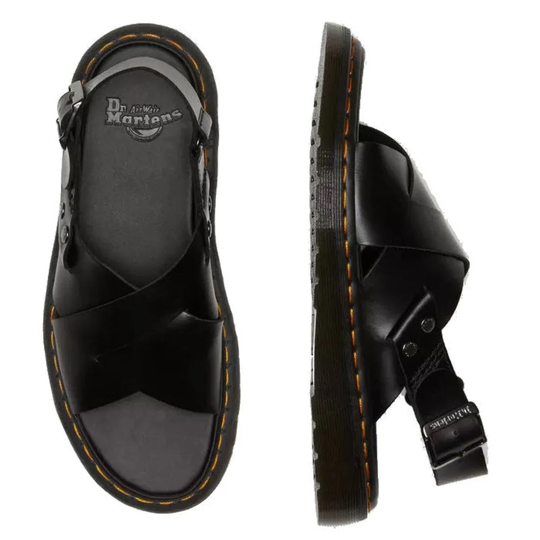 Dr Martens - Zane Black Brando Leather Sandal with Back Strap