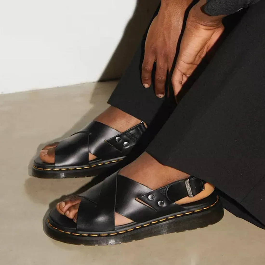 Dr Martens - Zane Black Brando Leather Sandal with Back Strap