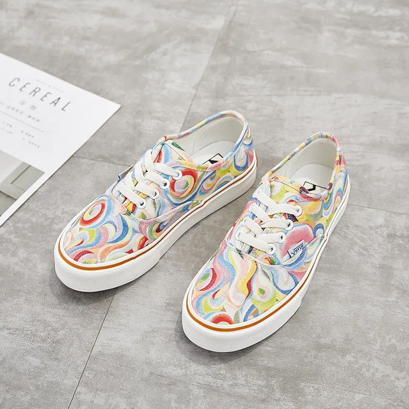 Female Korean Style Low Top Trendy Thick-soled Canvas Shoes