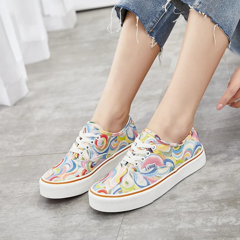 Female Korean Style Low Top Trendy Thick-soled Canvas Shoes