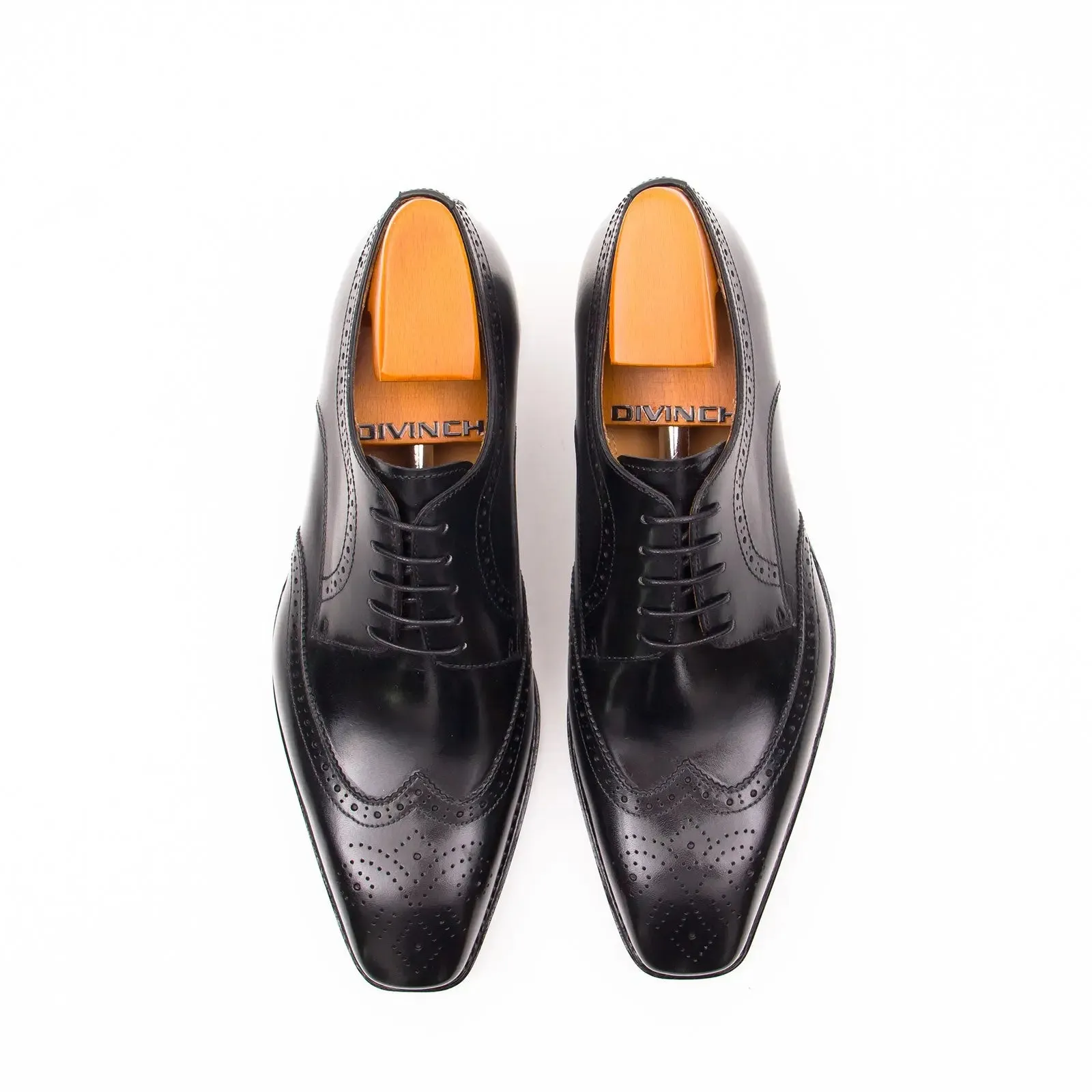 Goodyear welt derby shoes Brogue style Black