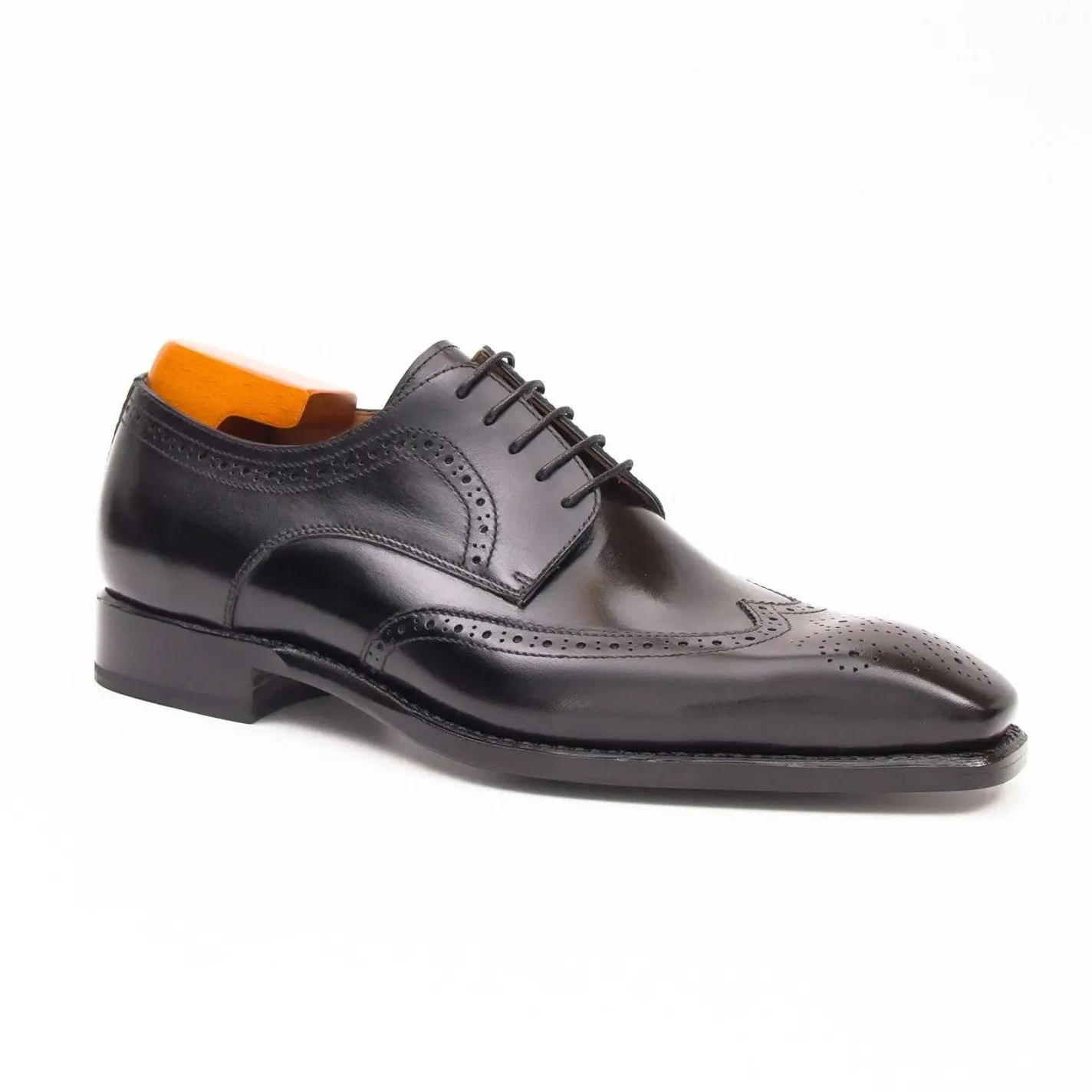 Goodyear welt derby shoes Brogue style Black