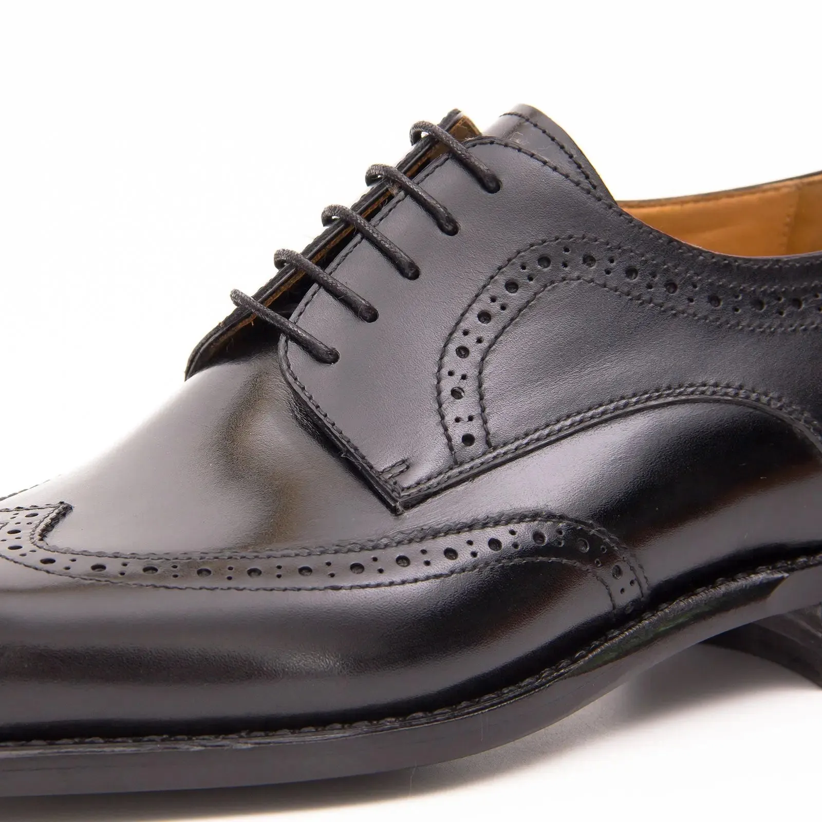 Goodyear welt derby shoes Brogue style Black