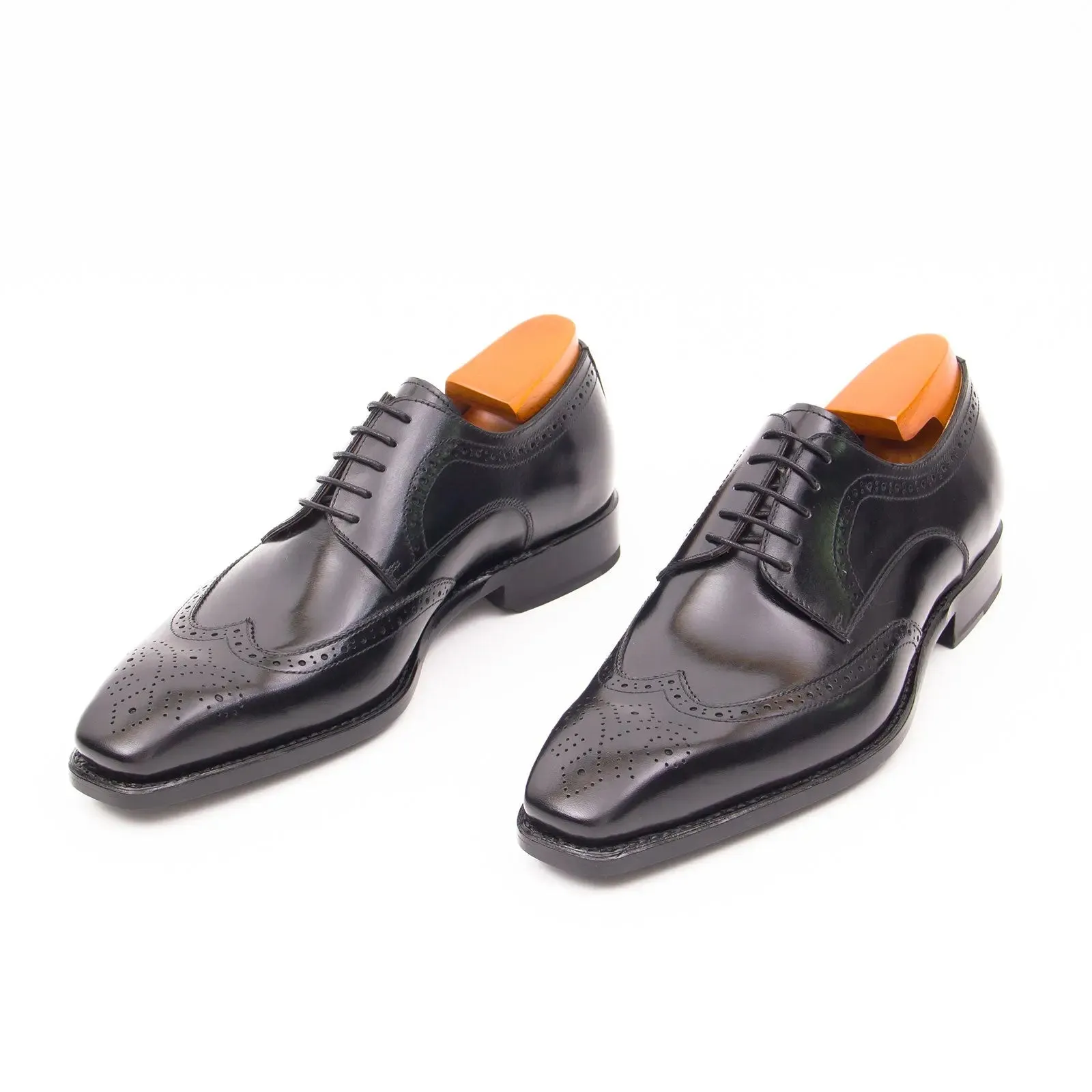 Goodyear welt derby shoes Brogue style Black